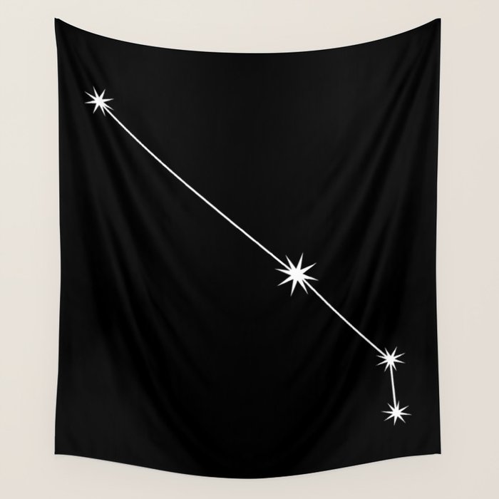 Aries Zodiac Star Constellation Line Art Black Wall Tapestry Gallery Image 4