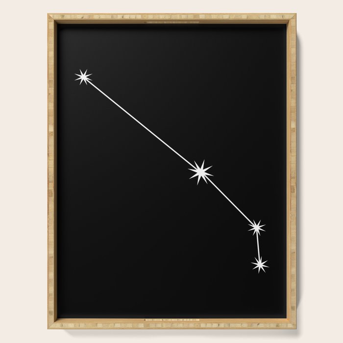 Aries Zodiac Star Constellation Line Art Black Serving Tray Gallery Image 1