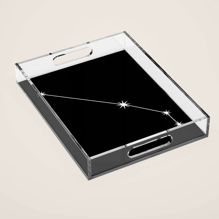 Aries Zodiac Star Constellation Line Art Black Acrylic Tray Gallery Image 1