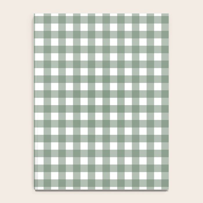Gingham Check Country Cottage Pattern in Sage Green and White Notebook Gallery Image 4