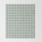Gingham Check Country Cottage Pattern in Sage Green and White Throw Blanket Gallery Image 2