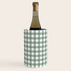 Gingham Check Country Cottage Pattern in Sage Green and White Wine Chiller Gallery Image 2