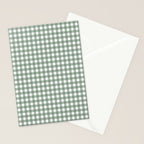 Gingham Check Country Cottage Pattern in Sage Green and White Stationery Card Gallery Image 2