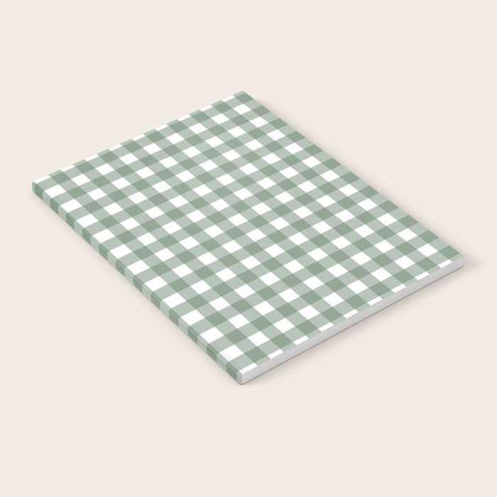 Gingham Check Country Cottage Pattern in Sage Green and White Notebook Gallery Image 1