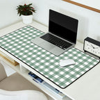 Gingham Check Country Cottage Pattern in Sage Green and White Desk Mat Gallery Image 2