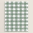 Gingham Check Country Cottage Pattern in Sage Green and White Jigsaw Puzzle Gallery Image 1
