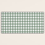Gingham Check Country Cottage Pattern in Sage Green and White Desk Mat Gallery Image 3