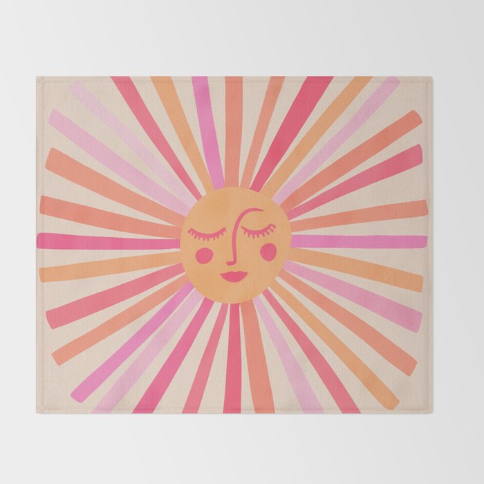 Sunshine - Pink Throw Blanket Gallery Image 2