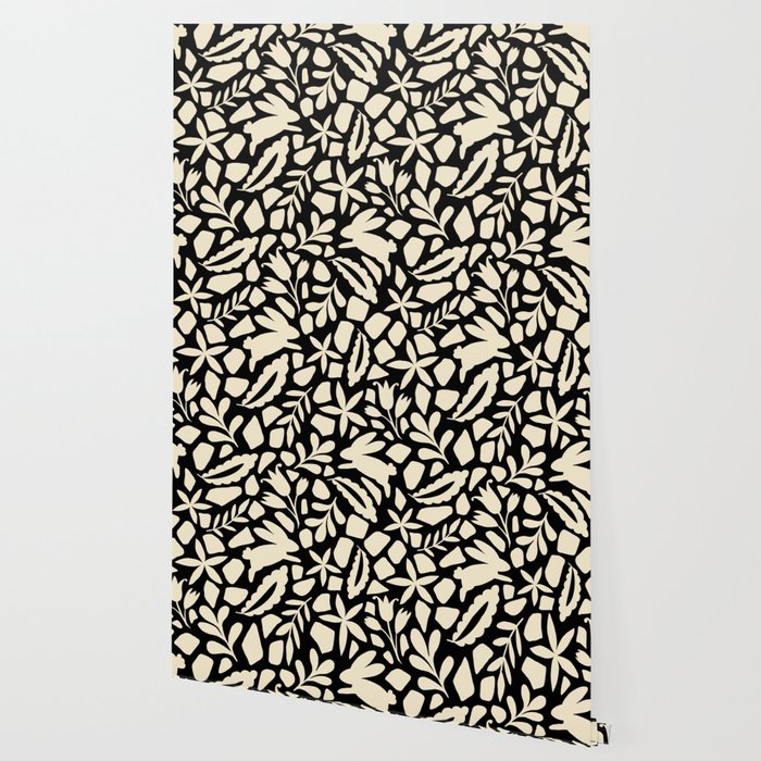 Folk Art Bunnies - black and cream Wallpaper Gallery Image 2