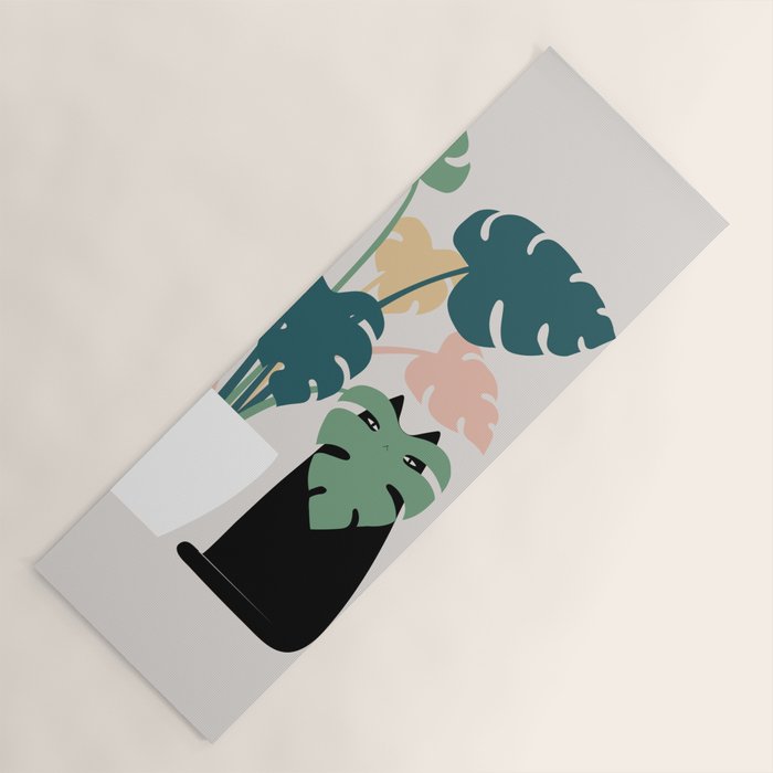 Cat and Plant 21: Leaf Me Alone Yoga Mat Gallery Image 1
