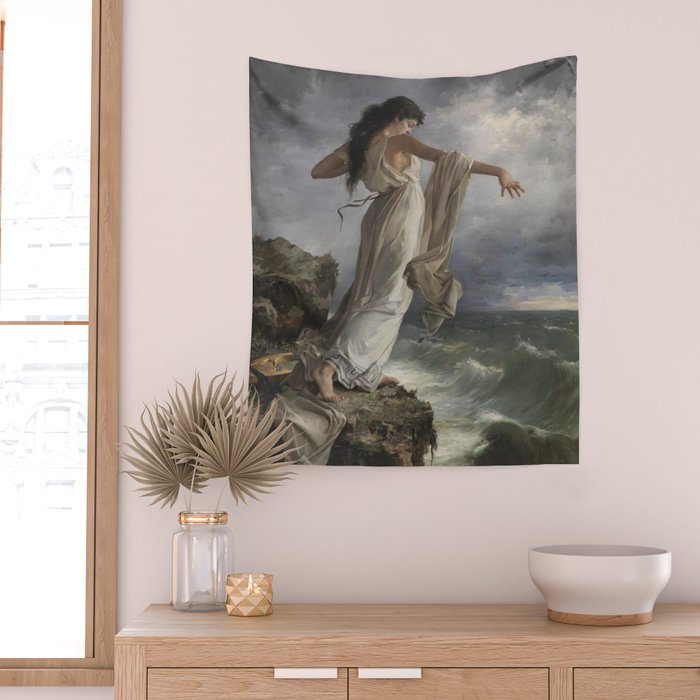 Sappho By Miquel Carbonell I Selva (1854-1896) Safo - 1881 Wall Tapestry Gallery Image 2