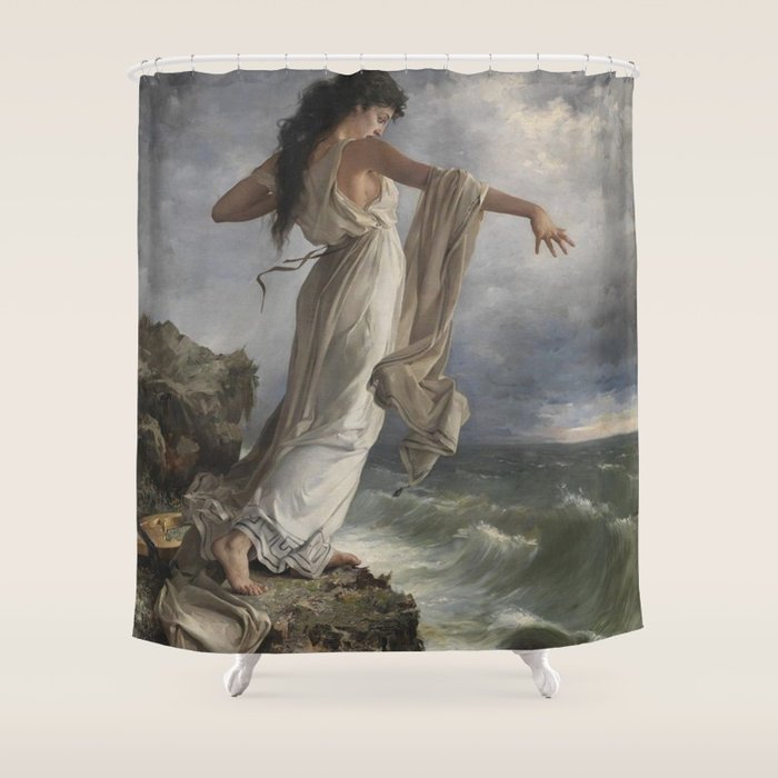 Sappho By Miquel Carbonell I Selva (1854-1896) Safo - 1881 Shower Curtain Gallery Image 1