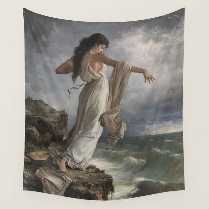 Sappho By Miquel Carbonell I Selva (1854-1896) Safo - 1881 Wall Tapestry Gallery Image 4
