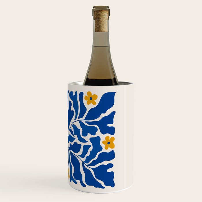 Summer Bloom: Electric Blue Leaves & Golden Poppies Wine Chiller Gallery Image 3