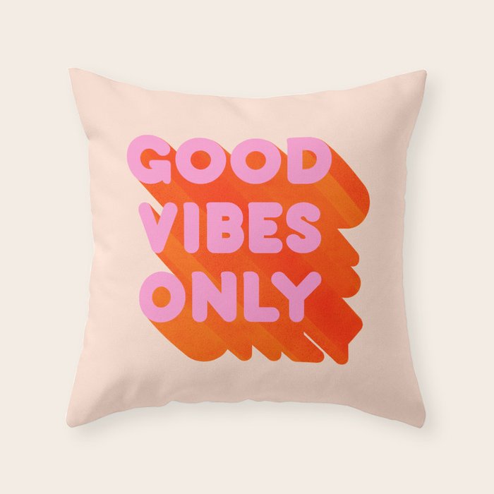 Good Vibes Only - Neon Colors Throw Pillow Gallery Image 1