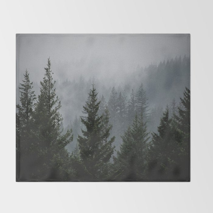 Forest Fog Mountain V - Wanderlust Nature Photography Throw Blanket Gallery Image 2