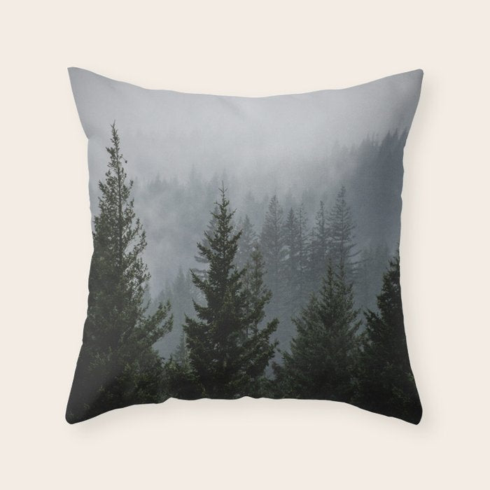 Forest Fog Mountain V - Wanderlust Nature Photography Throw Pillow Gallery Image 6