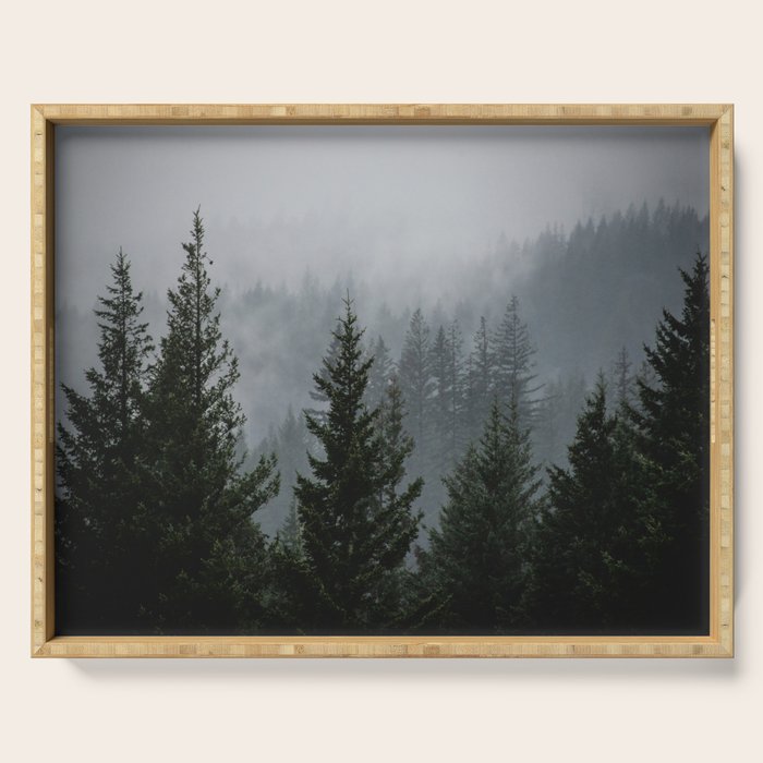 Forest Fog Mountain V - Wanderlust Nature Photography Serving Tray Gallery Image 1