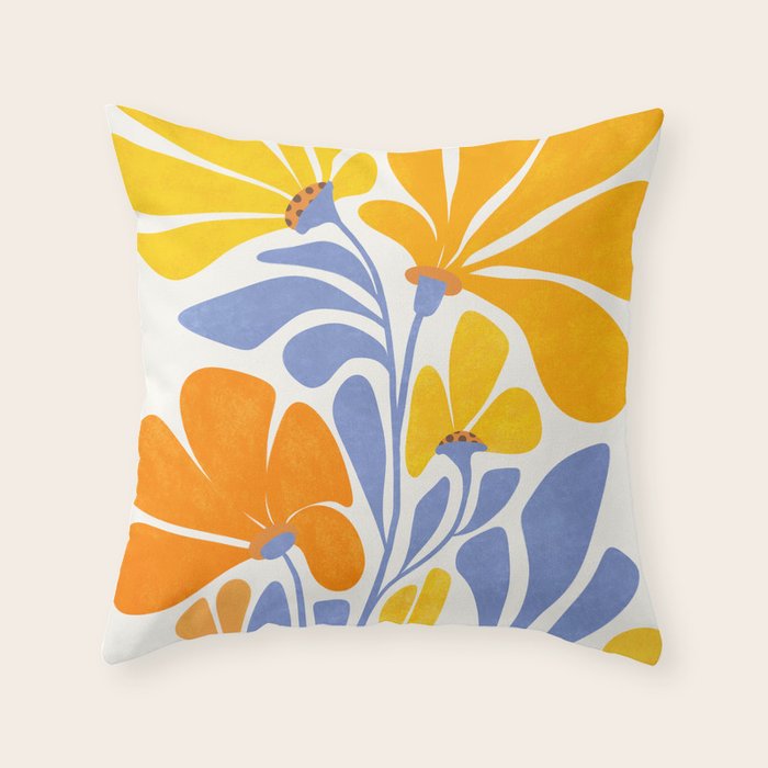 Joyful Sunflowers Floral Illustration Throw Pillow Gallery Image 6
