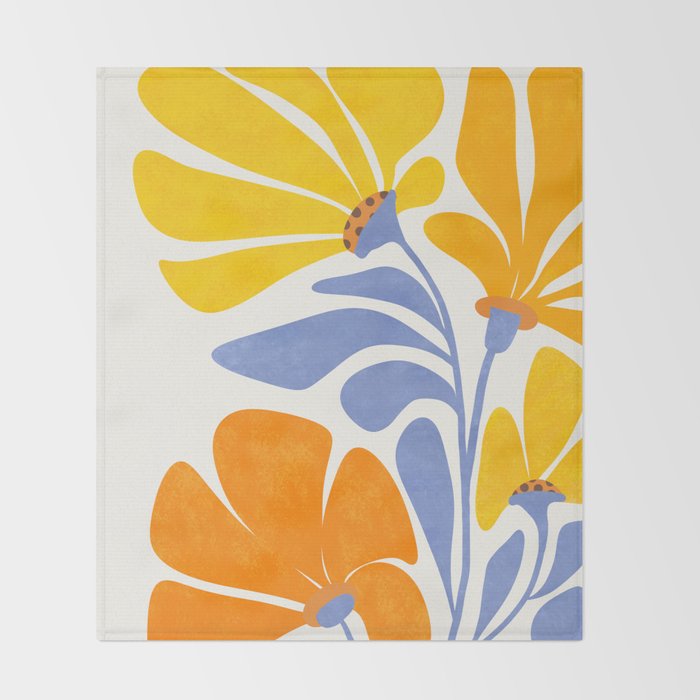 Joyful Sunflowers Floral Illustration Throw Blanket Gallery Image 2