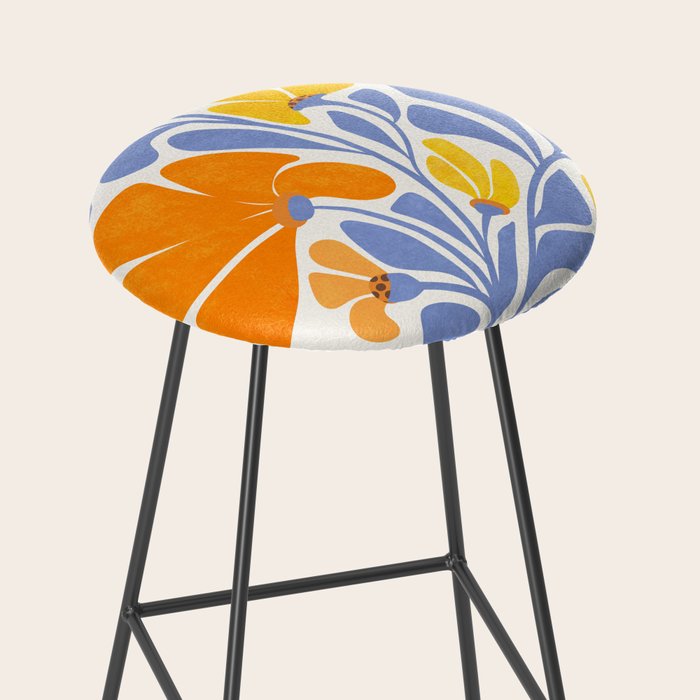 Joyful Sunflowers Floral Illustration Stool Gallery Image 2