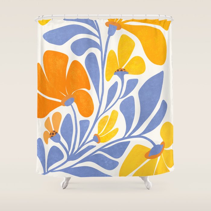 Joyful Sunflowers Floral Illustration Shower Curtain Gallery Image 1
