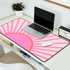 Le Soleil | 01 - Retro Sun Print Pink Aesthetic Preppy Decor Modern Abstract Sunshine Desk Mat Gallery Image 2
