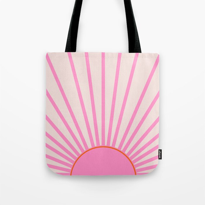 Le Soleil | 01 - Retro Sun Print Pink Aesthetic Preppy Decor Modern Abstract Sunshine Tote Bag Gallery Image 1