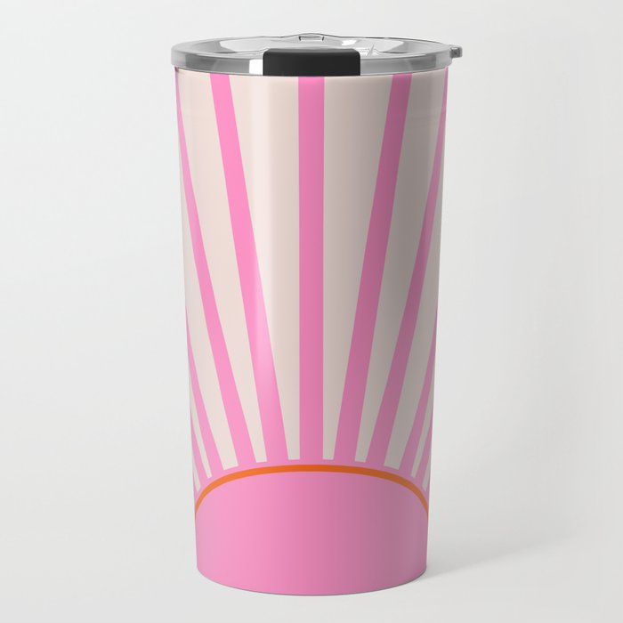 Le Soleil | 01 - Retro Sun Print Pink Aesthetic Preppy Decor Modern Abstract Sunshine Travel Mug Gallery Image 1