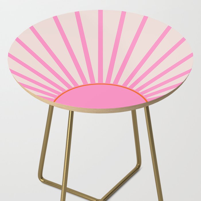 Le Soleil | 01 - Retro Sun Print Pink Aesthetic Preppy Decor Modern Abstract Sunshine Side Table Gallery Image 2