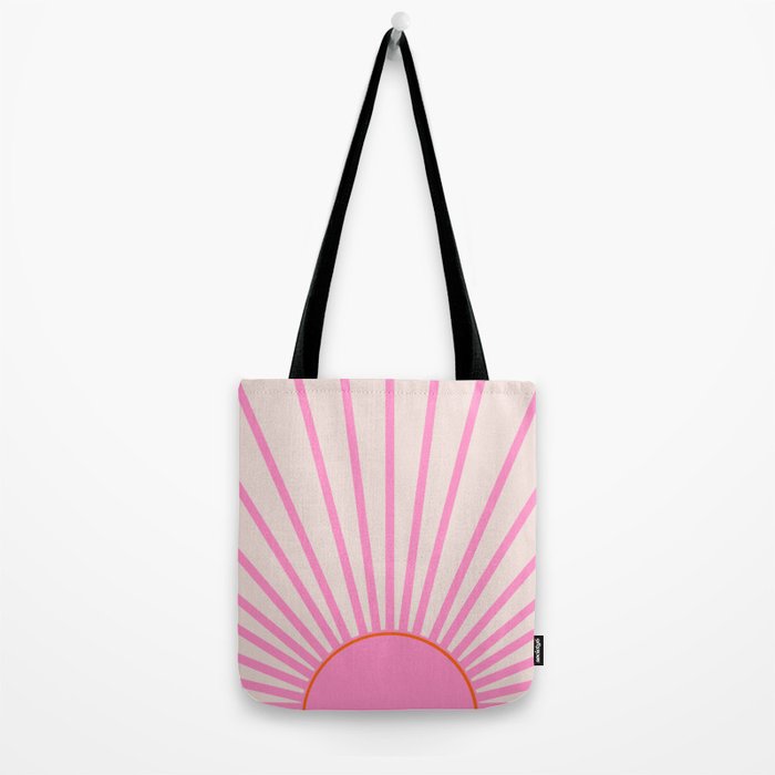 Le Soleil | 01 - Retro Sun Print Pink Aesthetic Preppy Decor Modern Abstract Sunshine Tote Bag Gallery Image 2