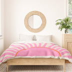 Le Soleil | 01 - Retro Sun Print Pink Aesthetic Preppy Decor Modern Abstract Sunshine Duvet Cover Gallery Image 3