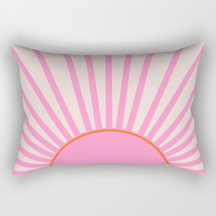 Le Soleil | 01 - Retro Sun Print Pink Aesthetic Preppy Decor Modern Abstract Sunshine Rectangular Pillow Gallery Image 2