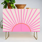 Le Soleil | 01 - Retro Sun Print Pink Aesthetic Preppy Decor Modern Abstract Sunshine Credenza Gallery Image 1