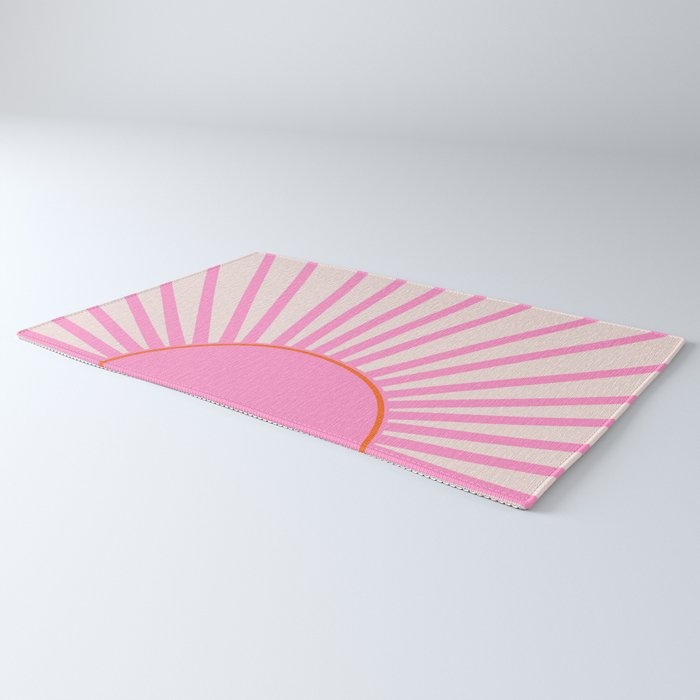 Le Soleil | 01 - Retro Sun Print Pink Aesthetic Preppy Decor Modern Abstract Sunshine Rug Gallery Image 3