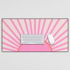 Le Soleil | 01 - Retro Sun Print Pink Aesthetic Preppy Decor Modern Abstract Sunshine Desk Mat Gallery Image 1