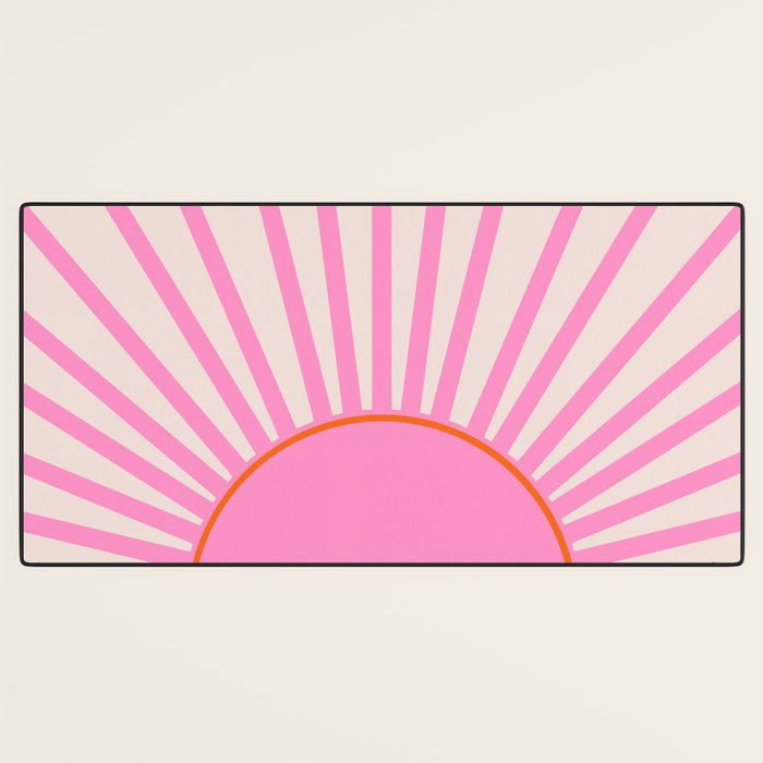 Le Soleil | 01 - Retro Sun Print Pink Aesthetic Preppy Decor Modern Abstract Sunshine Desk Mat Gallery Image 3