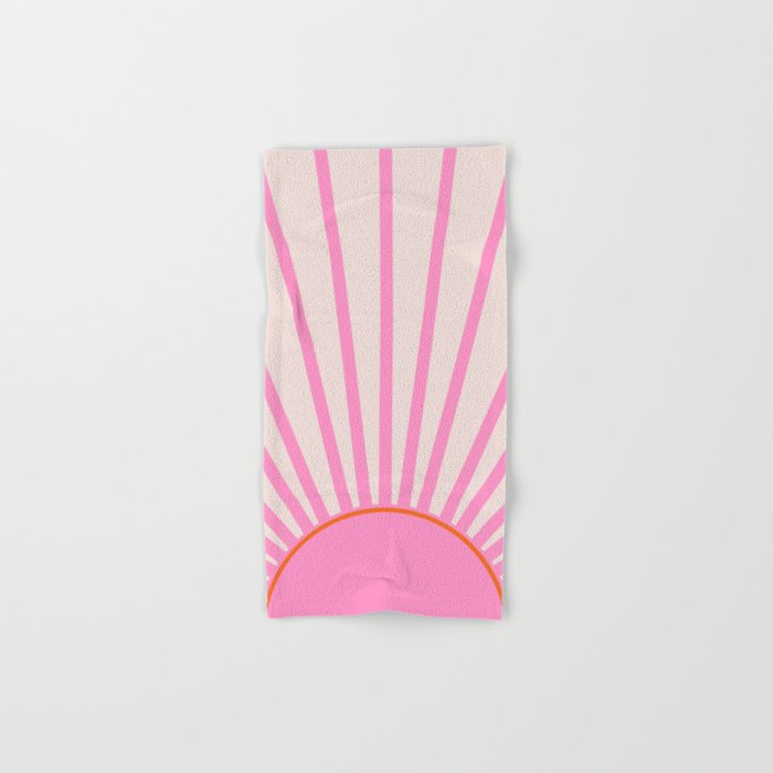 Le Soleil | 01 - Retro Sun Print Pink Aesthetic Preppy Decor Modern Abstract Sunshine Bath Towel Gallery Image 1