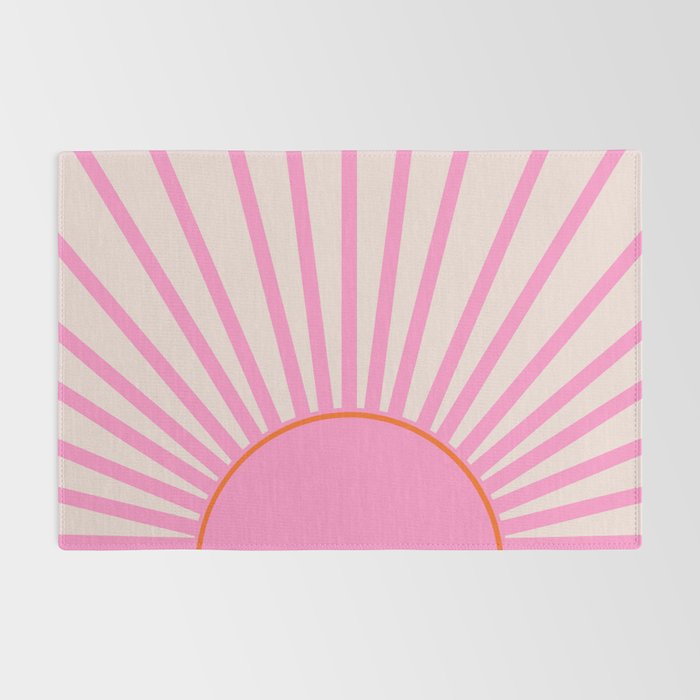 Le Soleil | 01 - Retro Sun Print Pink Aesthetic Preppy Decor Modern Abstract Sunshine Rug Gallery Image 2