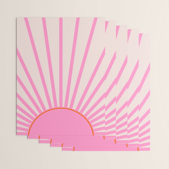 Le Soleil | 01 - Retro Sun Print Pink Aesthetic Preppy Decor Modern Abstract Sunshine Wrapping Paper Gallery Image 3