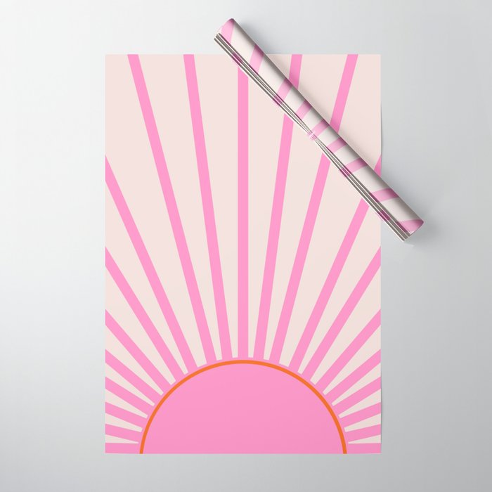Le Soleil | 01 - Retro Sun Print Pink Aesthetic Preppy Decor Modern Abstract Sunshine Wrapping Paper Gallery Image 1