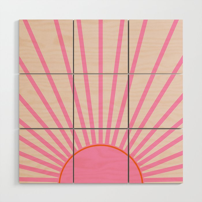 Le Soleil | 01 - Retro Sun Print Pink Aesthetic Preppy Decor Modern Abstract Sunshine Wood Wall Art Gallery Image 1