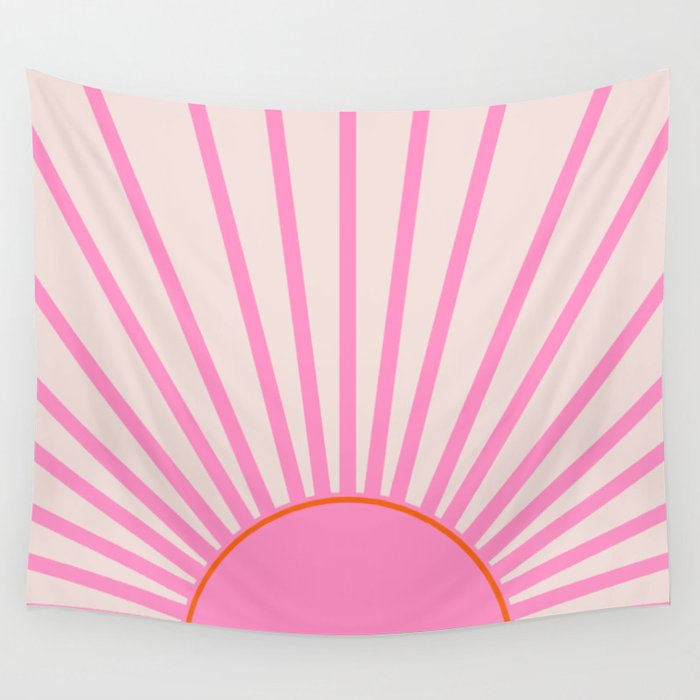 Le Soleil | 01 - Retro Sun Print Pink Aesthetic Preppy Decor Modern Abstract Sunshine Wall Tapestry Gallery Image 4