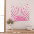 Le Soleil | 01 - Retro Sun Print Pink Aesthetic Preppy Decor Modern Abstract Sunshine Wall Tapestry Gallery Image 2