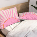 Le Soleil | 01 - Retro Sun Print Pink Aesthetic Preppy Decor Modern Abstract Sunshine Pillow Sham Gallery Image 2