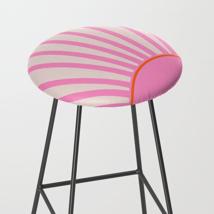 Le Soleil | 01 - Retro Sun Print Pink Aesthetic Preppy Decor Modern Abstract Sunshine Stool Gallery Image 2