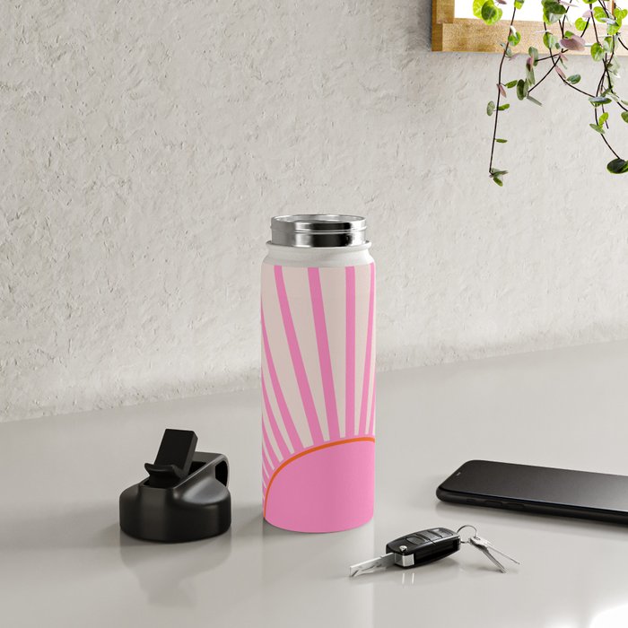 Le Soleil | 01 - Retro Sun Print Pink Aesthetic Preppy Decor Modern Abstract Sunshine Water Bottle Gallery Image 4