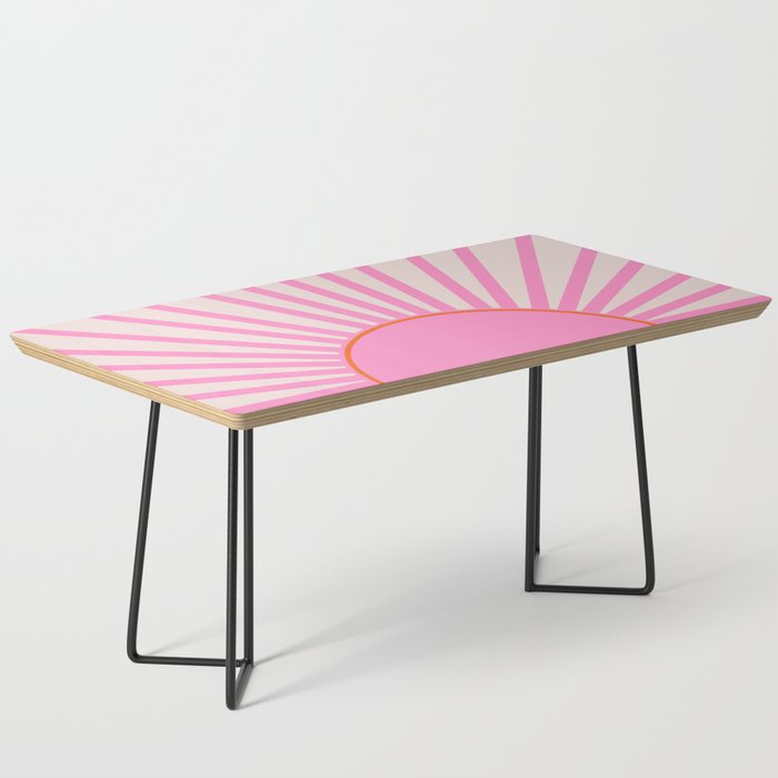 Le Soleil | 01 - Retro Sun Print Pink Aesthetic Preppy Decor Modern Abstract Sunshine Coffee Table Gallery Image 1
