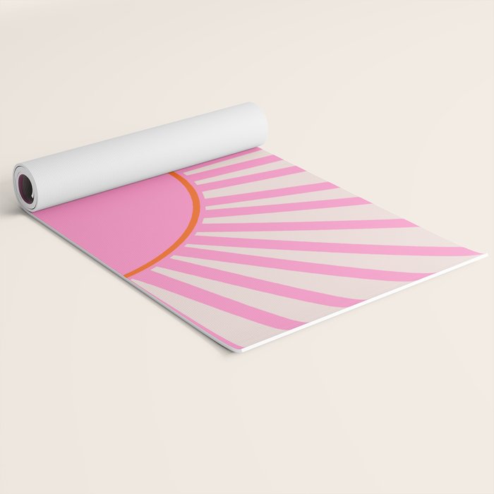 Le Soleil | 01 - Retro Sun Print Pink Aesthetic Preppy Decor Modern Abstract Sunshine Yoga Mat Gallery Image 2
