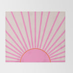 Le Soleil | 01 - Retro Sun Print Pink Aesthetic Preppy Decor Modern Abstract Sunshine Throw Blanket Gallery Image 2